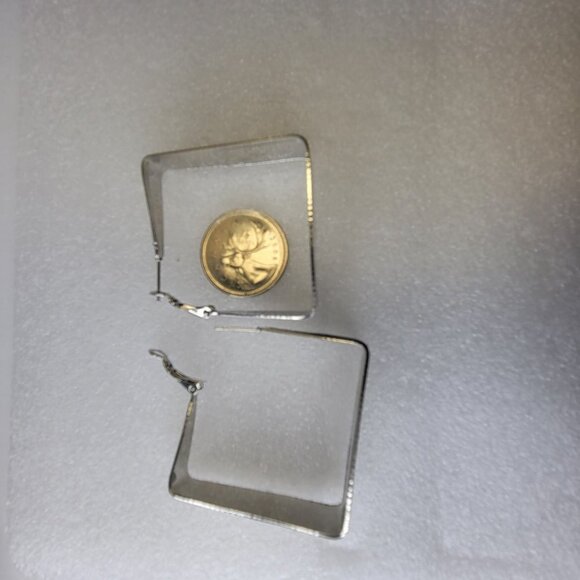 Square Silver Tone Earrings - Picture 10 of 15